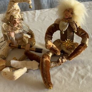 YULE TIDINGS SET OF 2 CHRITSMAS HARLEQUIN DOLL SZ 10”
